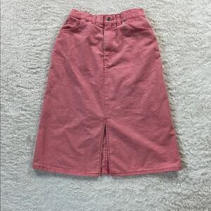 Vintage 70s Levi's pink denim a line midi skirt, size 7 or XS